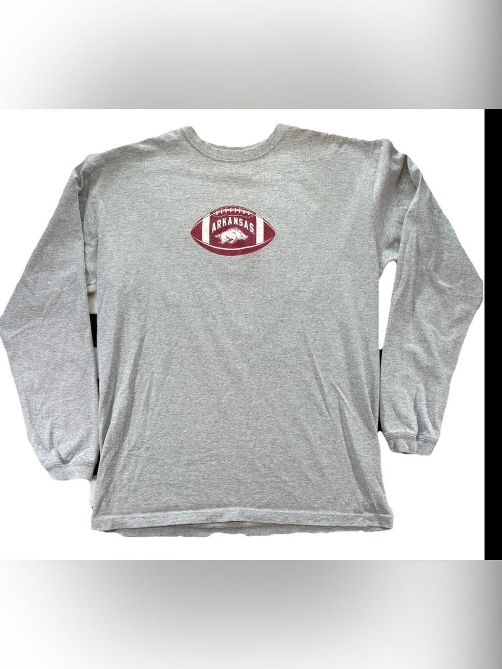University of Arkansas Razorbacks Football Long Sleeve T Shirt Men's Medium Gray